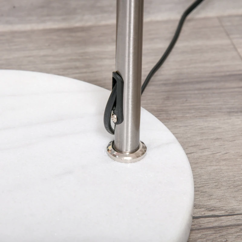 HOMCOM Lámpara de Pie Ajustable en Altura de 130-180 cm Lámpara de Lectura con Interruptor de Pie Casquillo E27 Máx. 40 W y Pantalla Giratoria 350° para Salón Dormitorio Oficina lanco