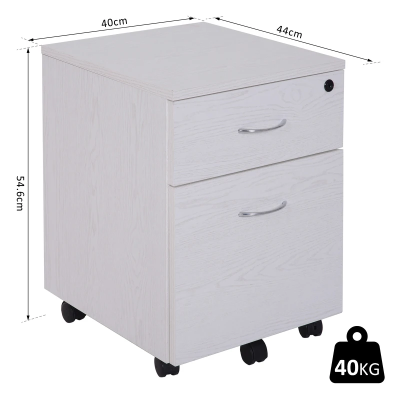 Vinsetto Cajonera Archivador con Ruedas Armario Archivador Móvil Cajonera Madera Seguro para Oficina con Llave para Organizar Documentos en Oficina o Hogar 40x44x54.6cm