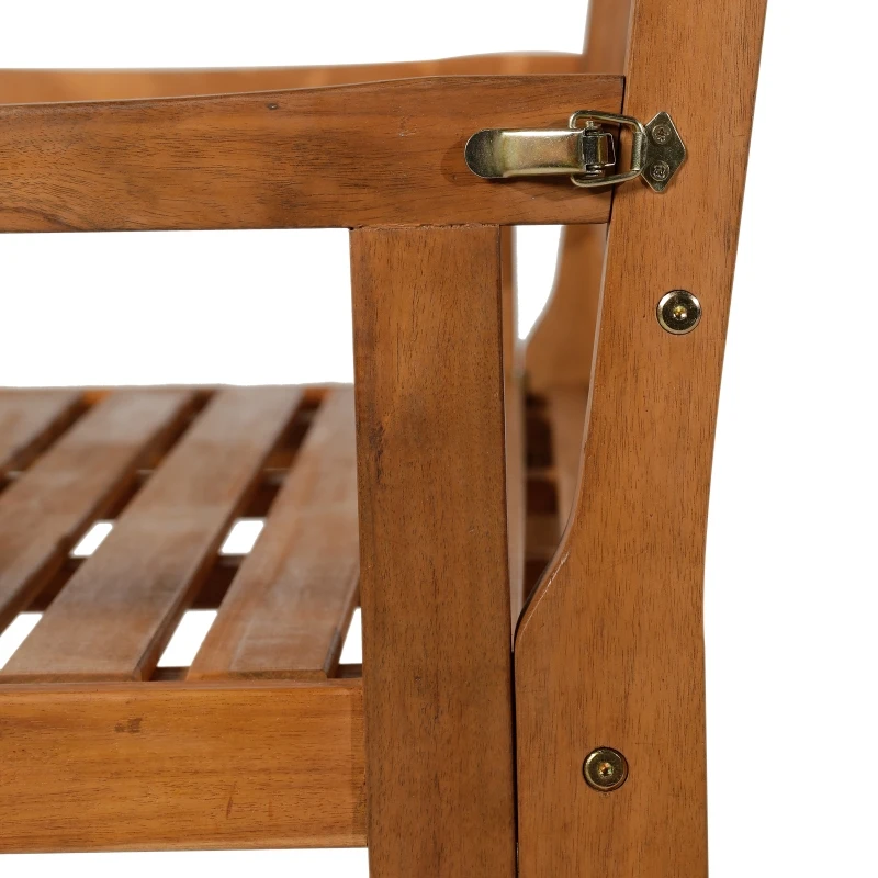 Outsunny Banco de Jardín de 2 Plazas Banco Plegable para Patios Silla de Madera de Acacia Diseño de Calado para Exteriores 112.5x56.5x96cm