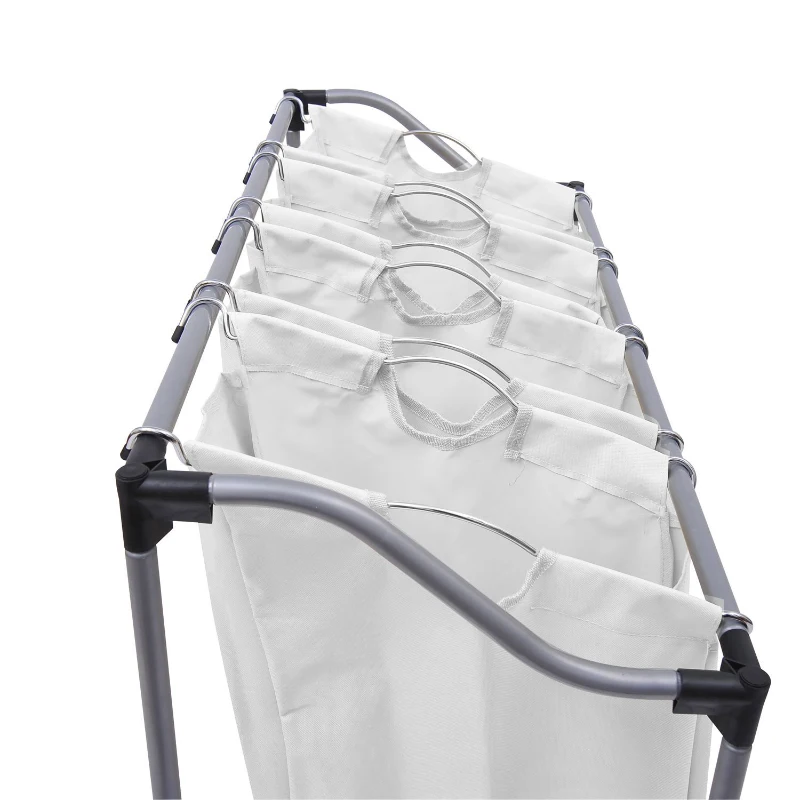 Homcom - Carrito de lavanderia blanco cesta ropa sucia 4 compartimentos oxford y acero 95í—38í—83