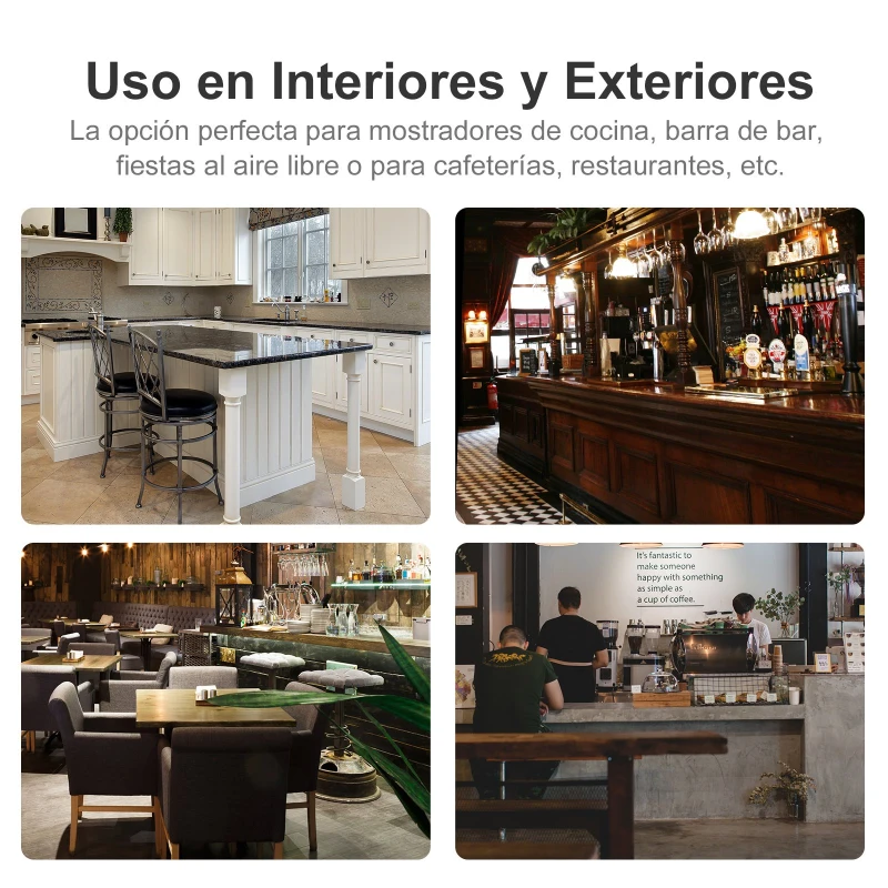 HOMCOM Conjunto de 4 Taburetes de Bar Estilo Industrial Apilables y con Reposapiés Aptos para Interiores y Exteriores 43x43x76 cm Carga Hasta 120kg Color Blanco