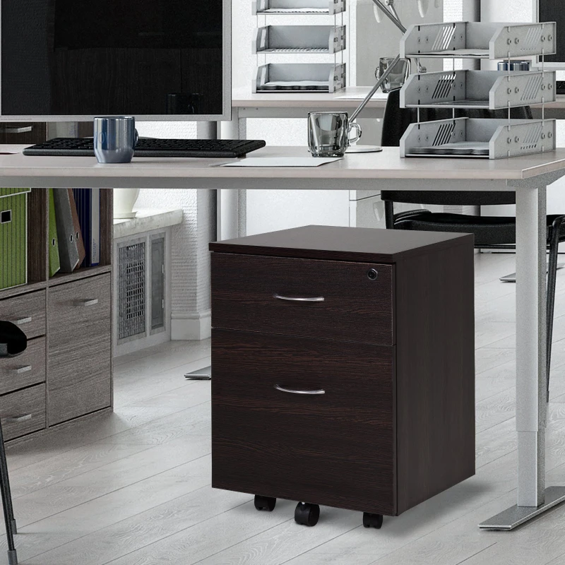 Vinsetto Cajonera Archivador con Ruedas Armario Archivador Móvil Cajonera Madera Seguro para Oficina con Llave para Organizar Documentos en Oficina o Hogar 40x44x54.6cm