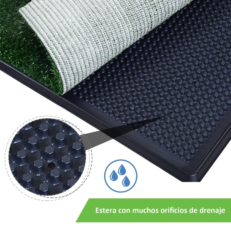 PawHut Inodoro de Bandeja para Perro Orinal Interior Perro Césped Artificial 3 Capas Lavable y Desmontable Set de Entrenamiento para Cachorro a Hacer Pis 51x76x3cm Alfombra Perros 51x76x3cm Cesped hacer Pis Lavable Mascota Perro Pipi en Casa