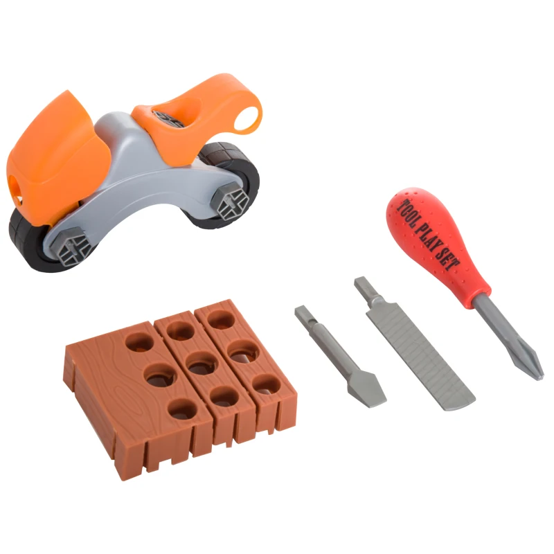 HOMCOM Herramientas de Juguete 53 Piezas Banco de Trabajo para Niños +3 Años Bancada Mesa de Herramientas 50x26x75cm PP