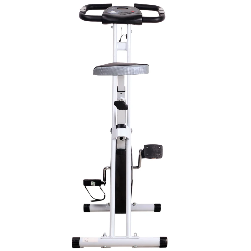 HOMCOM Bicicleta Estática Plegable Bicicleta de Ciclismo Vertical con Resistencia de  8 Niveles Pantalla LCD Asiento Ajustable Soporta hasta 110 kg 83x43x110 cm Negro