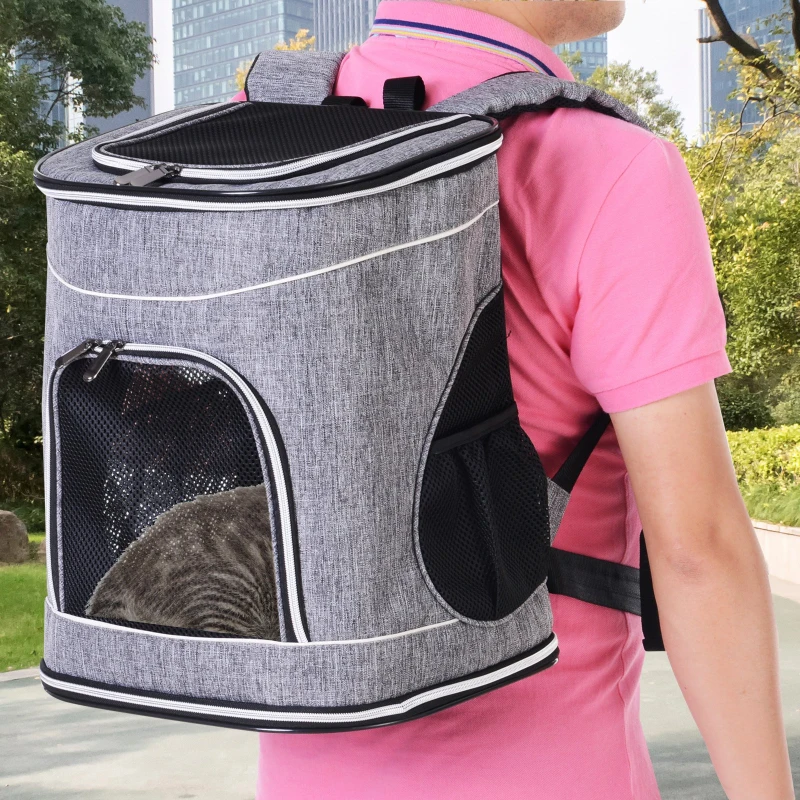 PawHut Transportin Carrito Perro 2 en 1 Mochila Carrito Plegable 35x30x45cm Mascotas Perro Gato