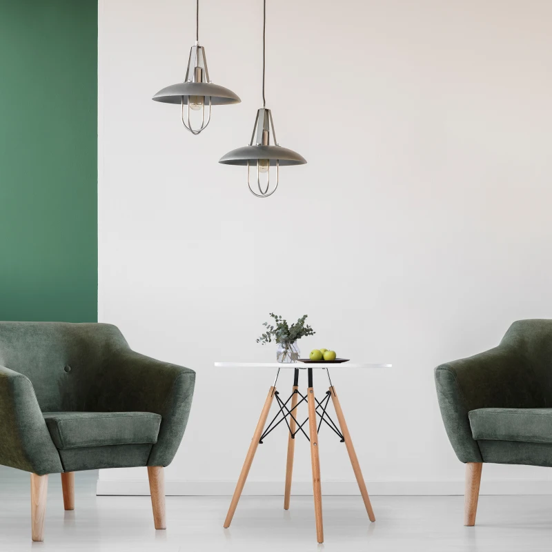 HOMCOM MDF Round Nordic Dining Table White/Brown