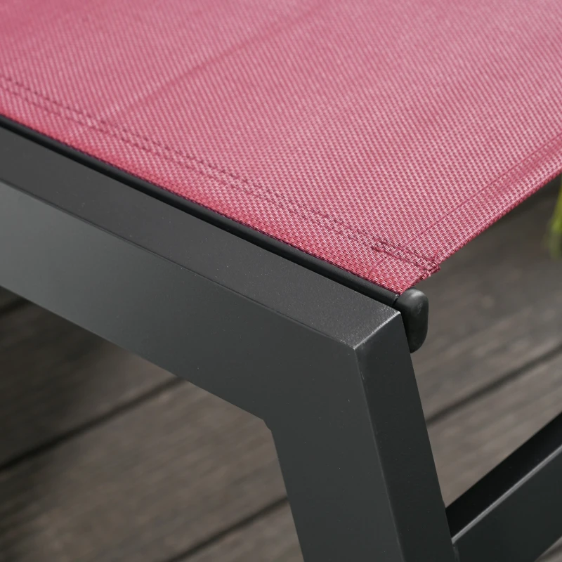 Outsunny Tumbona Multiposiciones de Jardín con Respaldo Reclinable en 5 Posiciones de Aluminio y textilene Carga 160 kg para Patio Terraza 169x65x102 cm Rojo