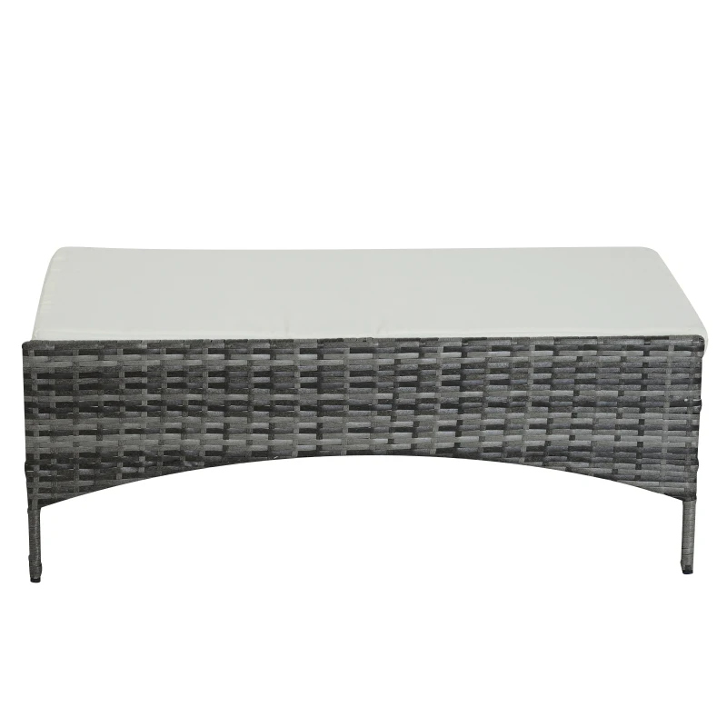 Sofá de Ratán Dos Plazas Sillón Mueble para Jardín Terraza con Reposapiés Extraíble Toldo Cojín Desmontable 126x75x150cm Gris