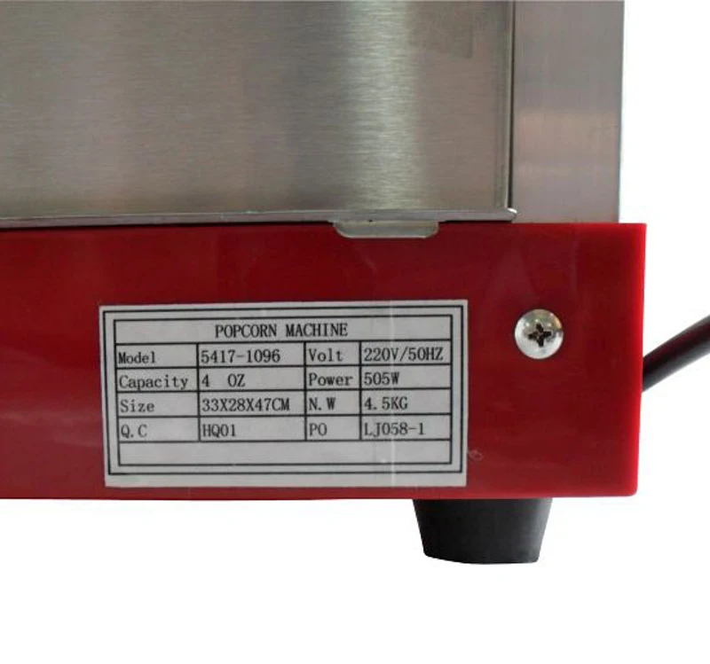 Maquina Profesional Palomitas Popcorn CINEMA Acero inoxidable 4 Onzas 505W
