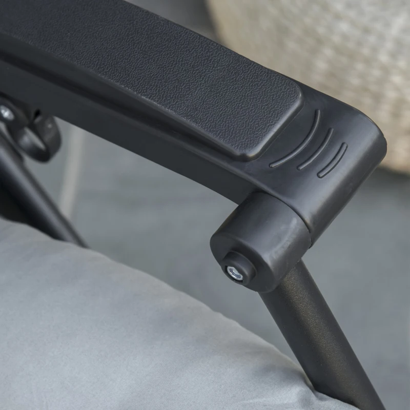 Outsunny Tumbona Plegable Silla Reclinable con Cojín Extraíble Acolchado de Texteline para Patio Playa Jardín Carga 120 kg 90x65x110 cm Gris