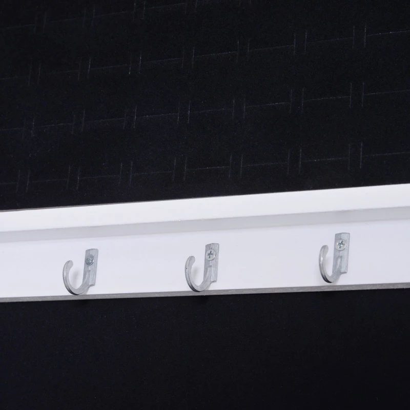 HOMCOM Joyero de Pie con Espejo Armario para Joyas 16 Luces LED Reclinable Guardajoyas Anillos Pendientes Collares Cerradura Madera 49x40x157.5cm Blanco