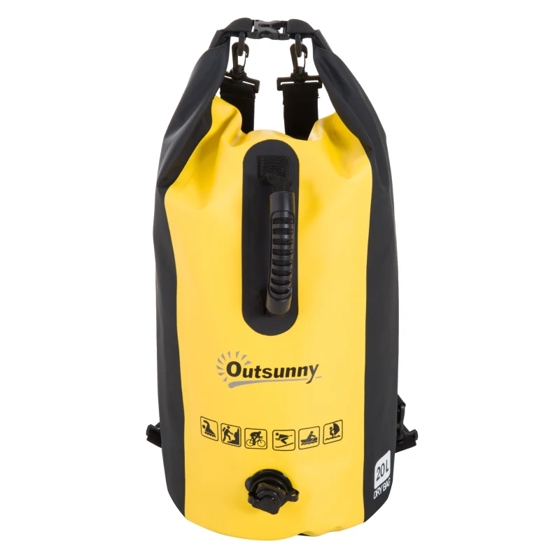 Bolsa Estanca 20L PVC Bolsa Seca Impermeable Mochila con Correa Ajustable para Deporte Aire Libre Φ25x61cm