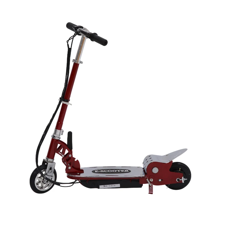Patinete Eléctrico Plegable E-Scooter Batería 120W Manillar Ajustable Freno Pie de apoyo para Adolescentes(Rojo)
