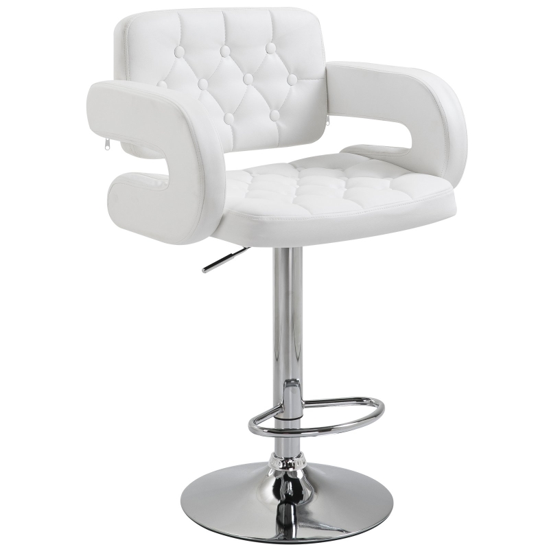 HOMCOM PU Leather Bar Stool W/Chrome Metal Base-White