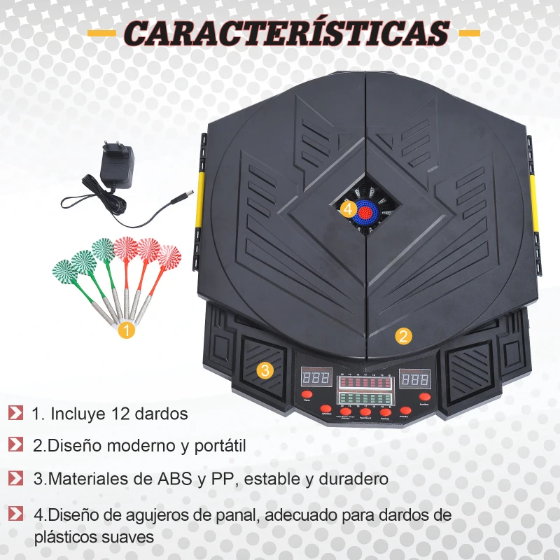 HOMCOM Diana Electronica Digital + 12 Dardos 8 Jugadores 27 juegos 216 variantes Sonido
