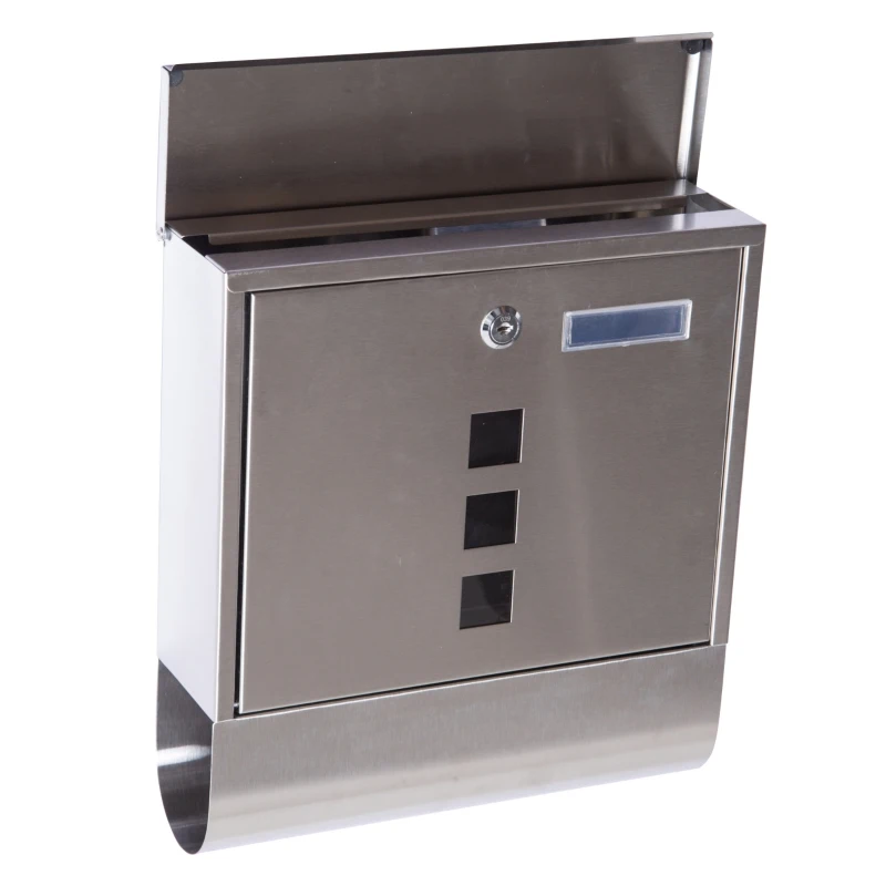 HOMCOM Buzón Exterior de Acero Inoxidable para Cartas Correo Postal
