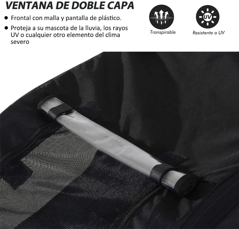 PawHut Remolque Bicicleta Perros Mascota 1 Bandera 6 Reflectores Remolque Bici Blanco y Negro