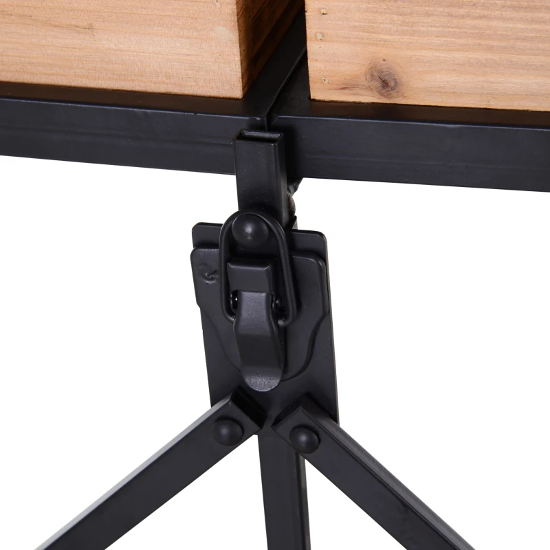 HOMCOM Consola Vintage Industrial Plegable Estantería de 2 Niveles Multiusos de Metal y Madera Carga 40kg 120x40x84cm