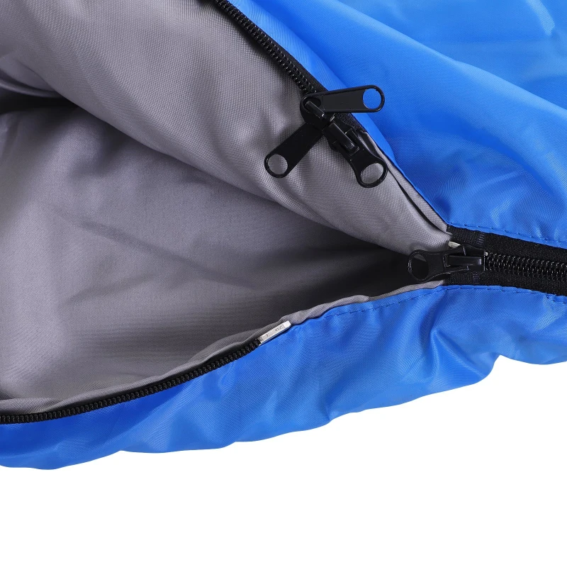 Saco de Dormir Doble Plaza Convertible en 2 Sacos Independientes 210x150 cm Azul