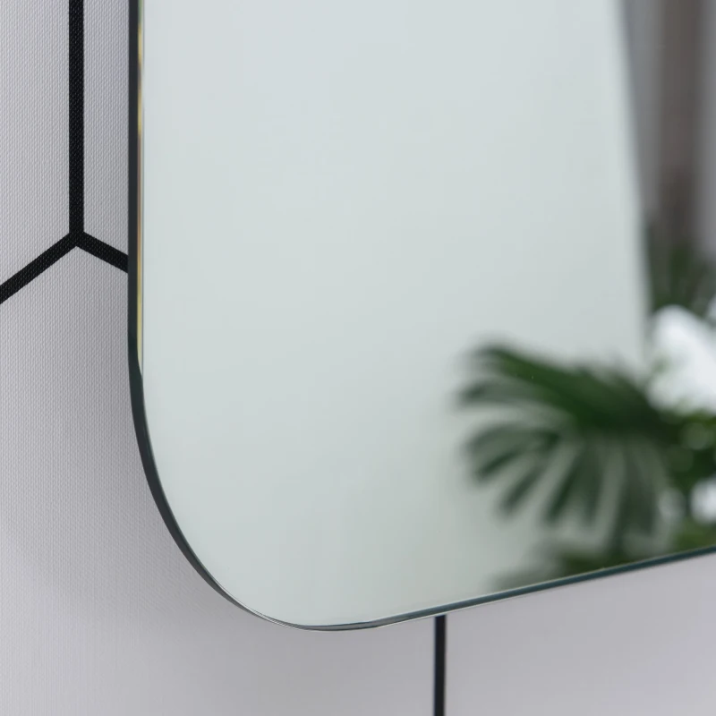 kleankin Espejo de Baño con Iluminación LED de Bajo Consumo Espejo de Pared con Botón Sensible al Tacto Impermeable 80x60x4 cm Plata