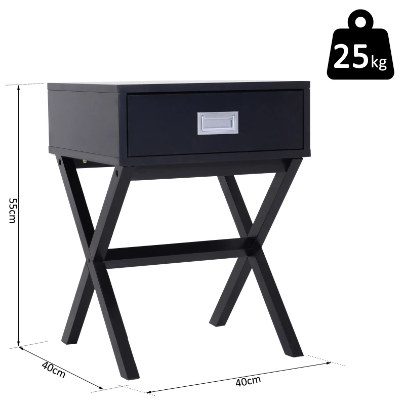 HOMCOM Mesita de Noche Nórdica 1 Cajón Comoda Cajonera Mesilla Mueble para Dormitorio Armario Almacenamiento 40x40x55cm Madera