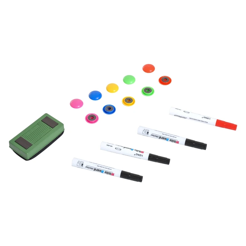 HOMCOM Pizarra Magnética con Bandeja PIzarra de Pared Incluye 4 Rotuladores Borrador y 10 Imanes 90x60 cm Blanco