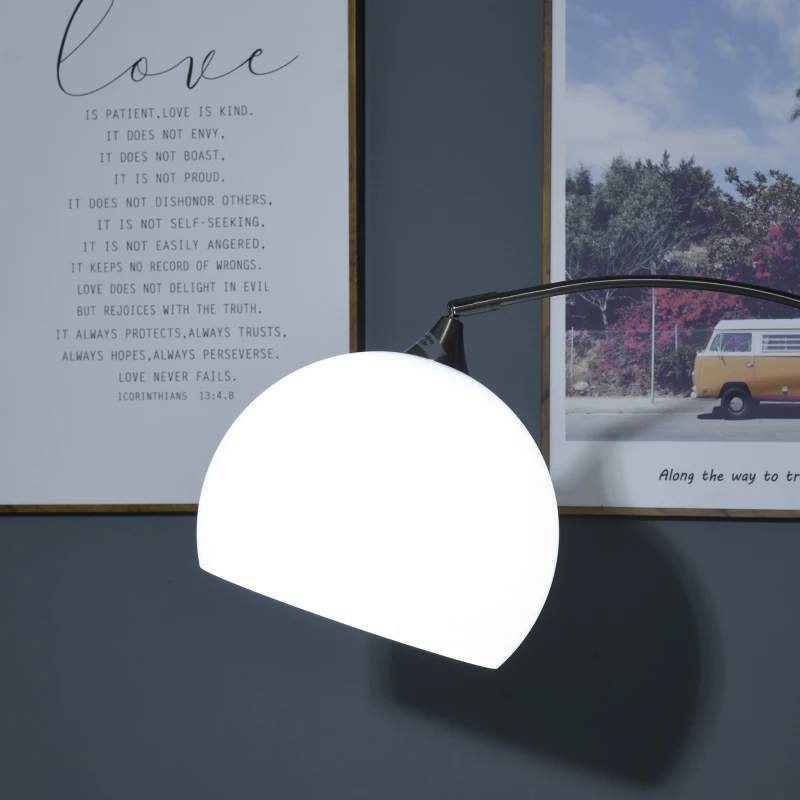 HOMCOM Lámpara de Pie Ajustable en Altura de 130-180 cm Lámpara de Lectura con Interruptor de Pie Casquillo E27 Máx. 40 W y Pantalla Giratoria 350° para Salón Dormitorio Oficina lanco