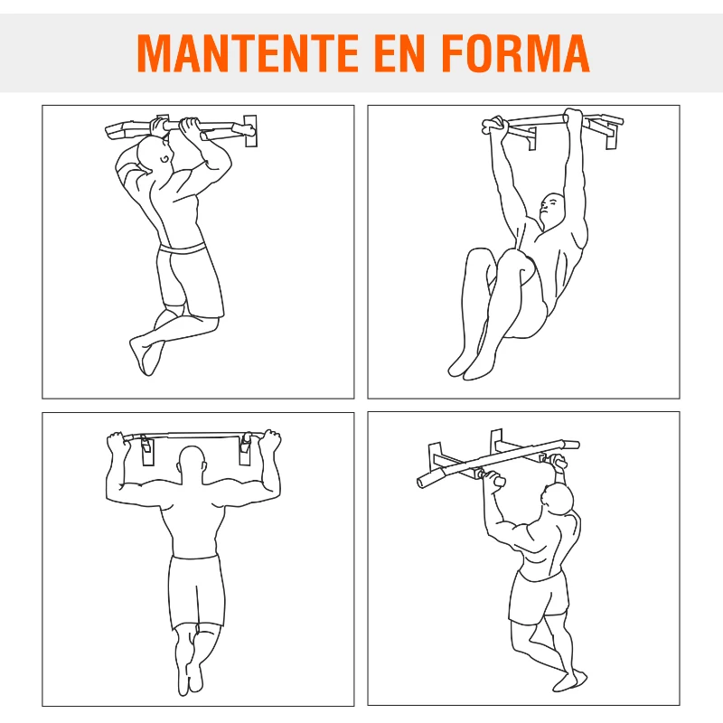 HOMCOM Barra Flexiones Montaje en Techo Chin-Up 6 Mangos Barra De Dominadas Carga Maxima 150kg