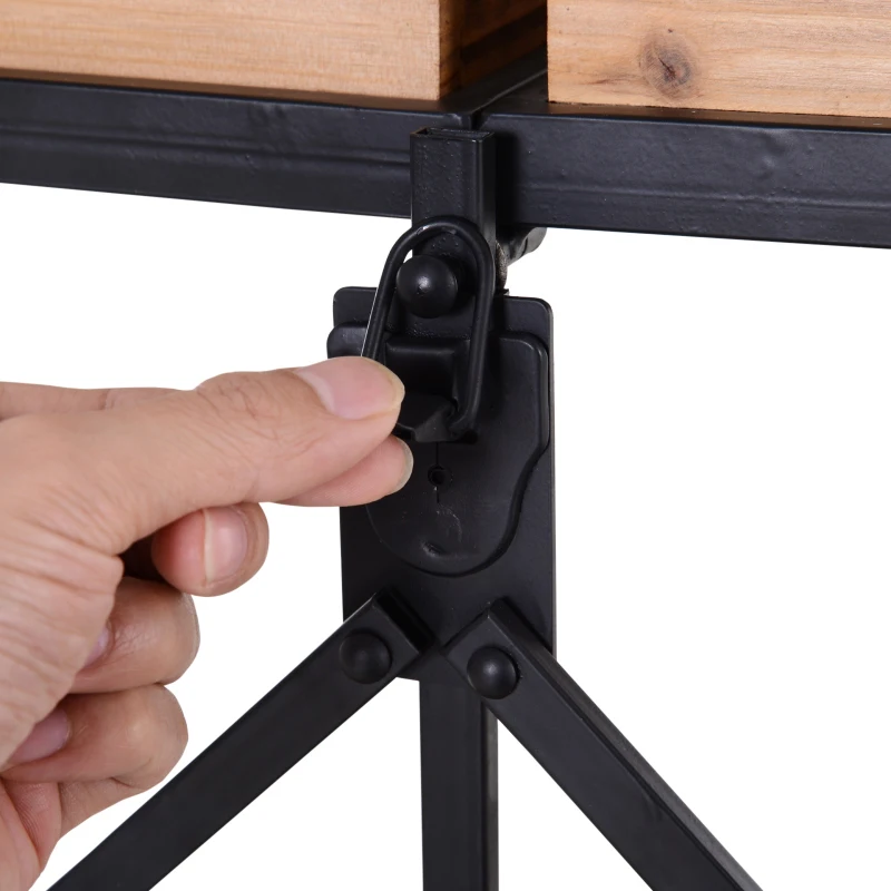 HOMCOM Consola Vintage Industrial Plegable Estantería de 2 Niveles Multiusos de Metal y Madera Carga 40kg 120x40x84cm