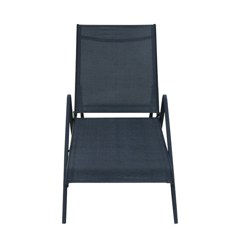 Outsunny Tumbona de Jardín para tomar el sol Acero y Textilene Negro Tumbona para Jardín o Terraza con Respaldo Ajustable hecha de Acero y Textilene 175x55x41-95cm Color Negro