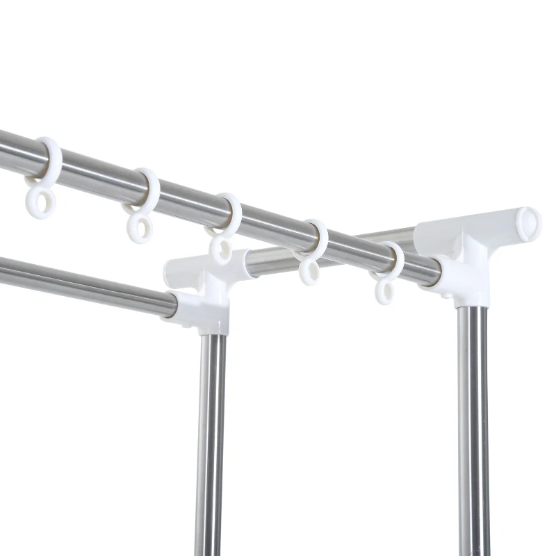 HOMCOM Estantería para Lavadora con Ganchos Ruedas y Estante tipo Mueble de Baño 71x42.5x178cm Color Blanco y Acero Inox.