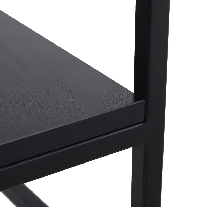 Mesa de Centro para Salón con Estante Inferior Mesilla de Noche Mesita Auxiliar para Dormitorio 46x46x57cm Negro