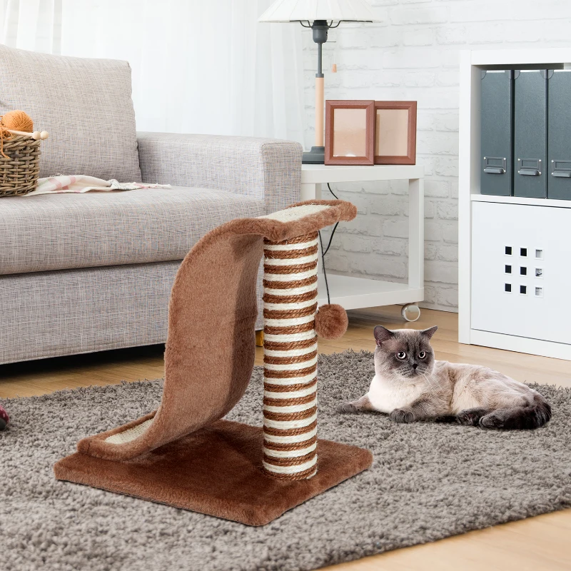 PawHut Árbol Rascador para Gatos tipo Centro de Juegos para Jugar y Arañar - Color Marrón Claro y Crema – 35 x 30 x 39cm