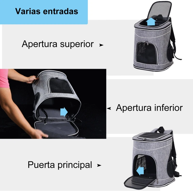 PawHut Transportin Carrito Perro 2 en 1 Mochila Carrito Plegable 35x30x45cm Mascotas Perro Gato