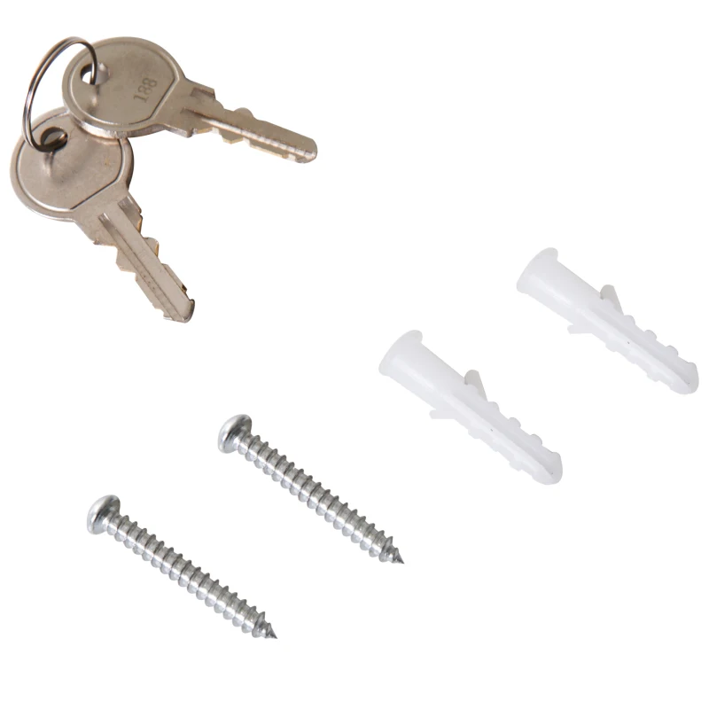 HOMCOM Armario para Llaves 45 Ganchos Caja de Llaves de Pared Caja de Seguridad con Cerradura Etiquetas 30x24x7.5cm Acero