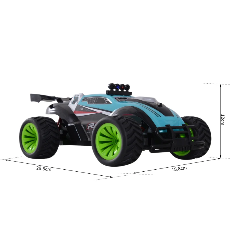 HOMCOM Coche Teledirigido 1:16 RC Coche Juguete Radio Control 15km/h Coche de Carreras con Luz para Niños +6 Años Regalo Perfecto