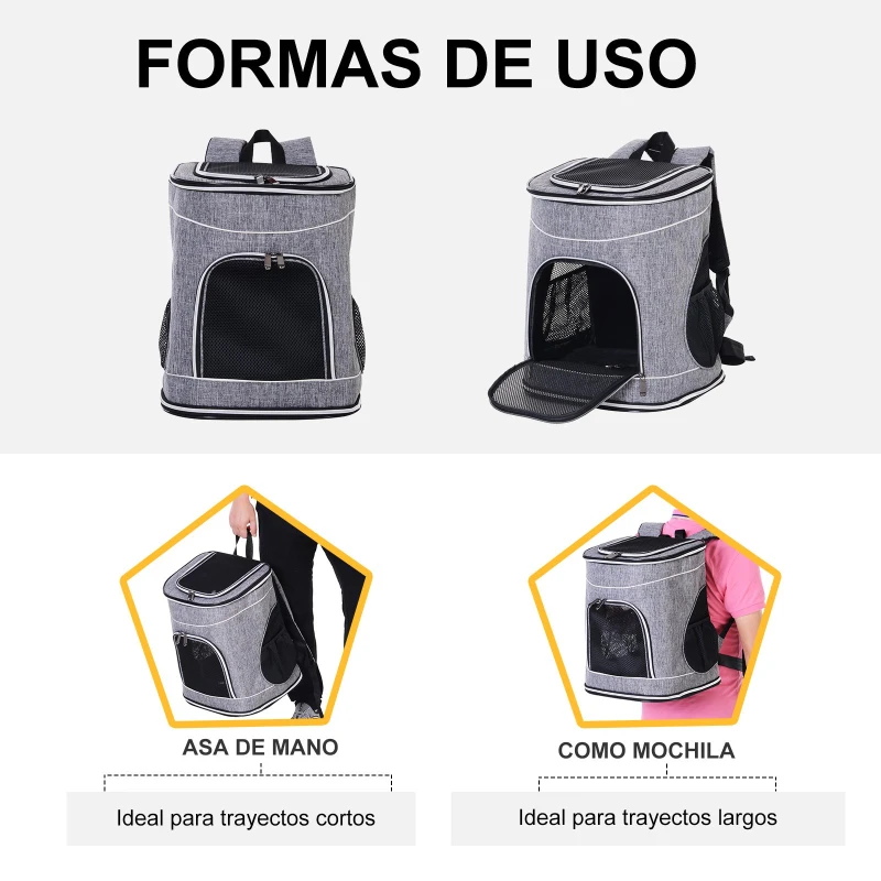 PawHut Transportin Carrito Perro 2 en 1 Mochila Carrito Plegable 35x30x45cm Mascotas Perro Gato