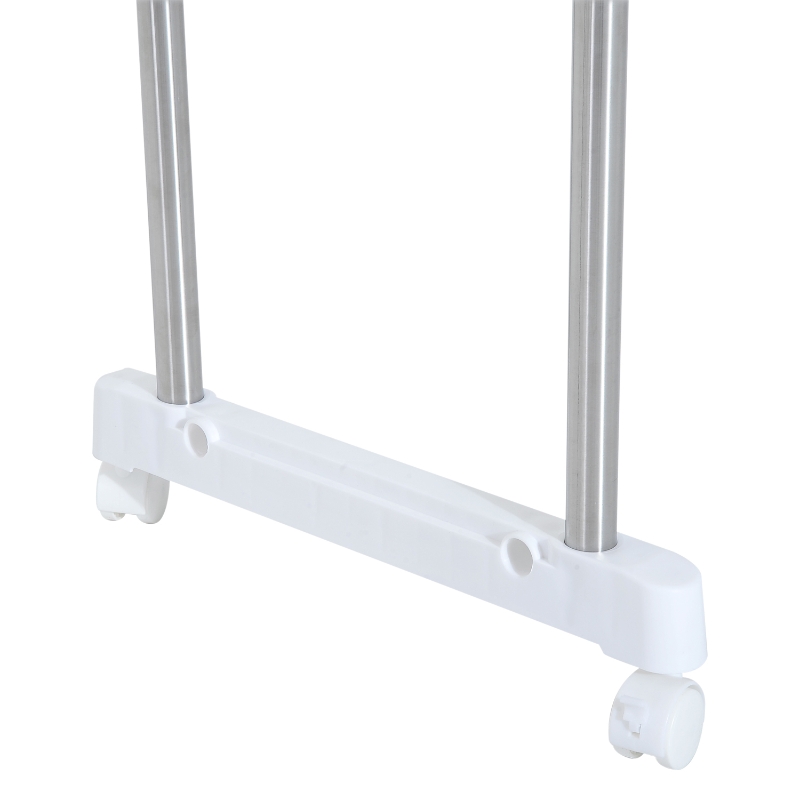 HOMCOM Estantería para Lavadora con Ganchos Ruedas y Estante tipo Mueble de Baño 71x42.5x178cm Color Blanco y Acero Inox.