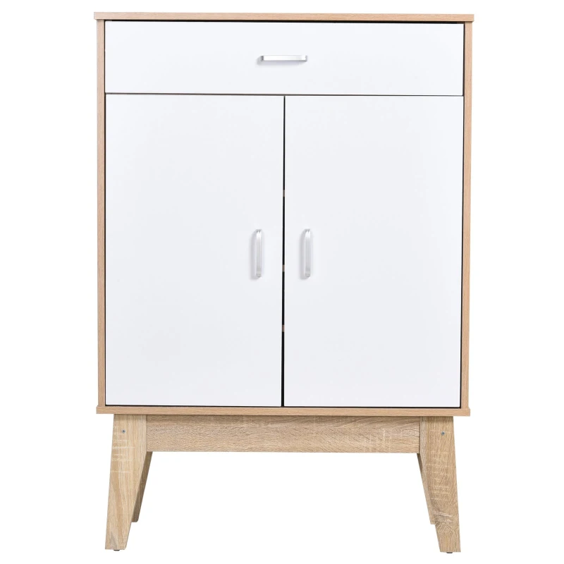 HOMCOM Gabinete de Almacenamiento Consola Armario para Baño Cocina Dormitorio con 3 Estantes Ajustable 1 Cajón 2 Puertas 80x35x115 cm Blanco