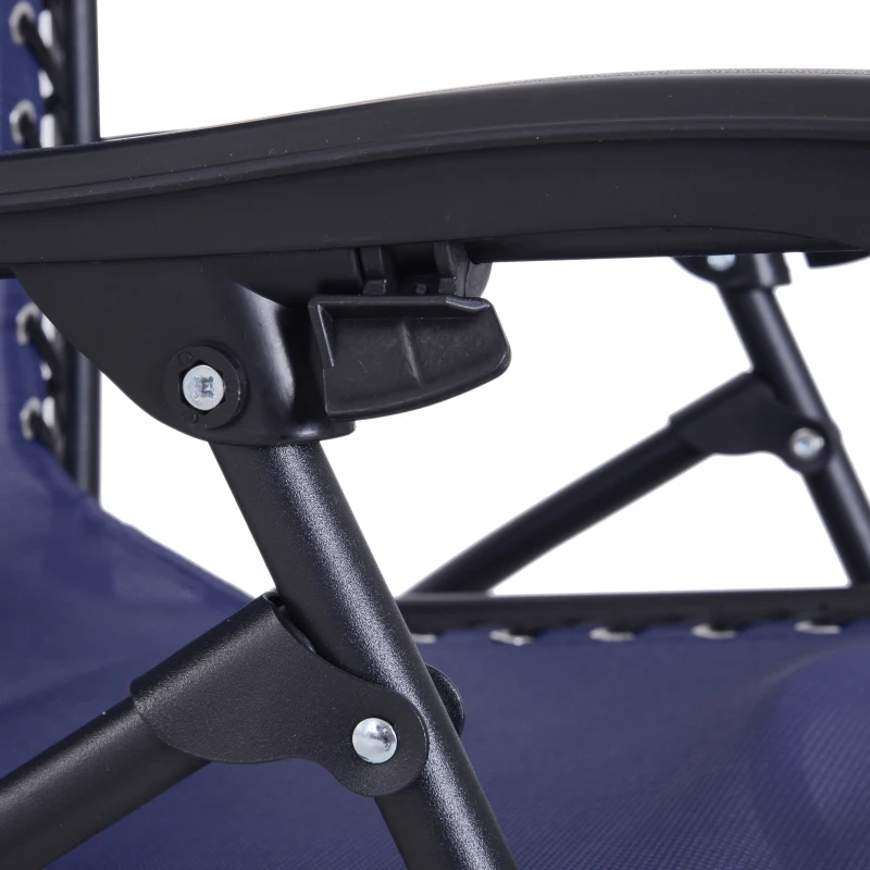 Outsunny Tumbona Plegable de Jardín Silla Gravedad Cero Sillón de Playa Relajante Texteline Marco Acero Carga 120kg 90x65x110 cm Azul