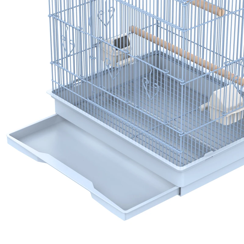 PawHut Jaula de Pájaros con 2 Puerta Jaulas para Aves con 4 Ruedas Universales Jaulas para Canarios Loros 47,5x37x153 cm Blanco