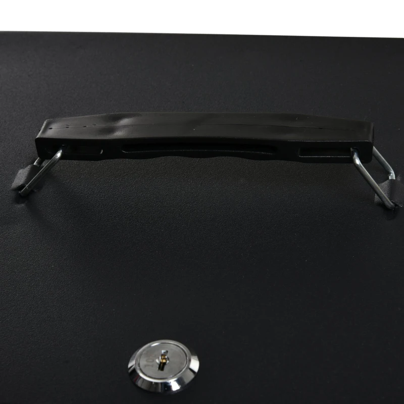 HOMCOM Caja de Efectivo con Bandeja para Dinero 4 para Billetes Múltiples Comportamientos Cerradura con Llave de Alta Seguridad Agujero Conveniente Manija Acero 30x24x9 cm Negro