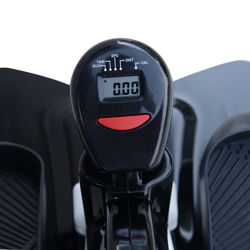 HOMCOM Máquina de Step Stepper Resistencia Ajustable Mini Bicicleta Elíptica Pantalla LCD con Asiento Carga 110kg 74x49x77cm Acero