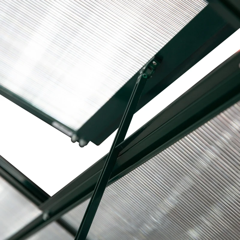 Outsunny Invernadero de Jardín de Aluminio y Policarbonato con Techo Ajustable Resistente a los Rayos UV para Huerto Jardinería 192x125x221 cm Transparente y Verde