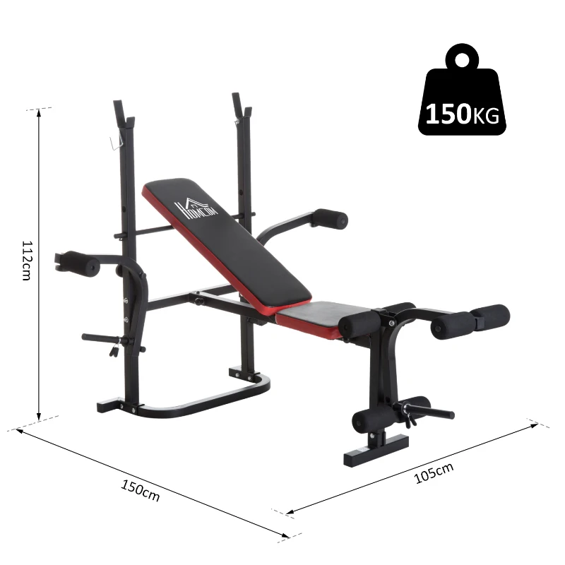HOMCOM Steel Multi-Function Home Gym Fitness Bench Black/Red