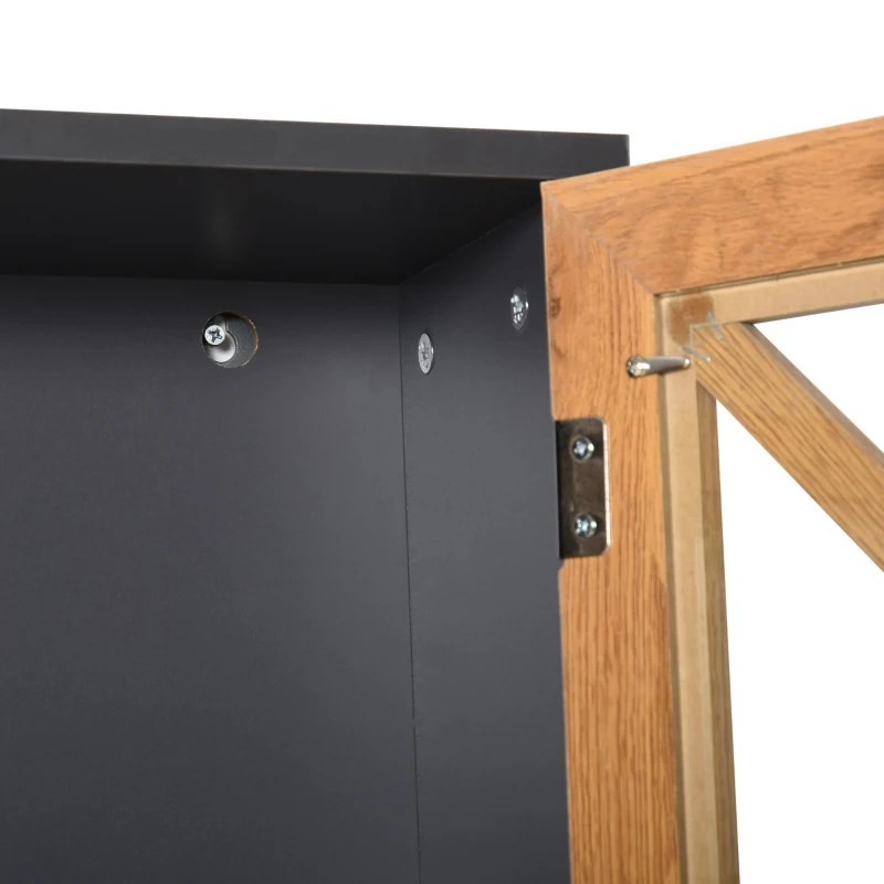 kleankin 2 Muebles de Baño Colgante Armario y Estante Abierto de Pared con Toallero y Puertas de Vidrio de Cierre Magnético Cocina 61x19,5x51 cm Madera Natural