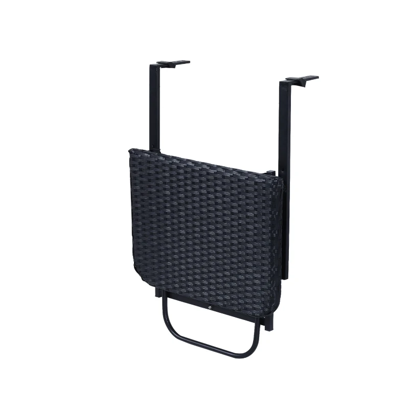 Outsunny Mesa Colgante Balcón Jardín Ajustable Poliratán Mesa Colgante Abatible Plegable y Ajustable para Balcón o Jardín tipo Poliratán 55x41cm