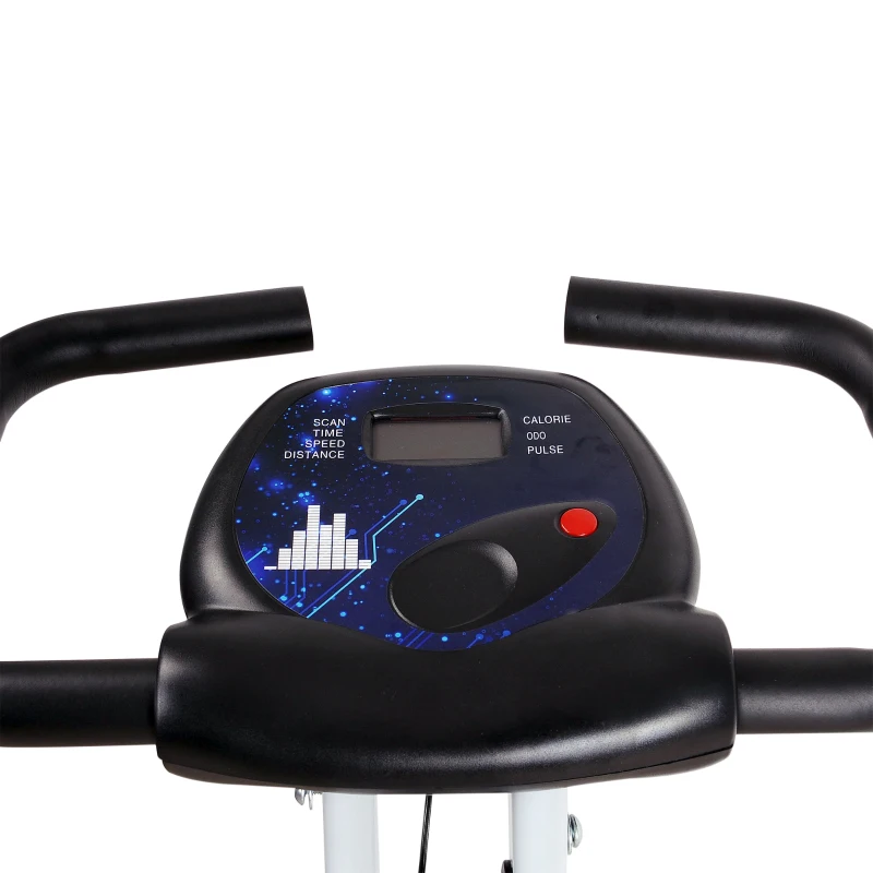 HOMCOM Bicicleta Estática Plegable Bicicleta de Ciclismo Vertical con Resistencia de  8 Niveles Pantalla LCD Asiento Ajustable Soporta hasta 110 kg 83x43x110 cm Negro