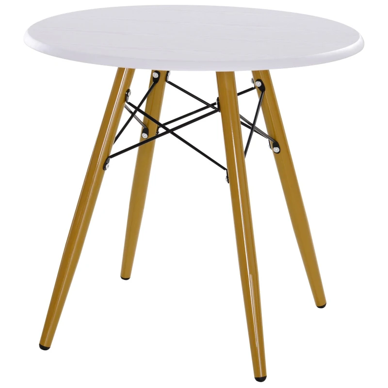 HOMCOM HOMCOM Mesa de Centro Nordico Mesa Auxiliar Redonda de Cocina Comedor Salon Mesa Cafe 60x55cm MDF y Acero Blanco